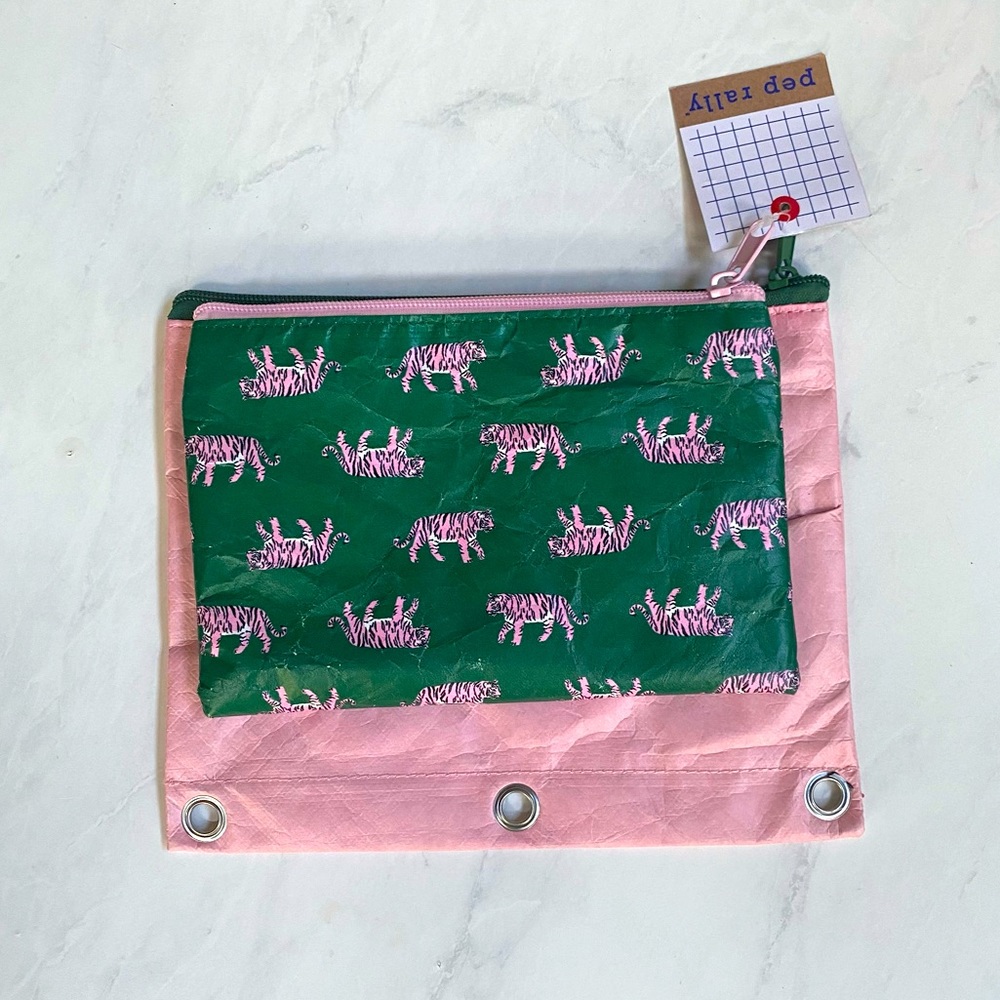 🌺4 Items 25$🌺 Pencil Pouch Set - Tigers - Pink & Green NWT